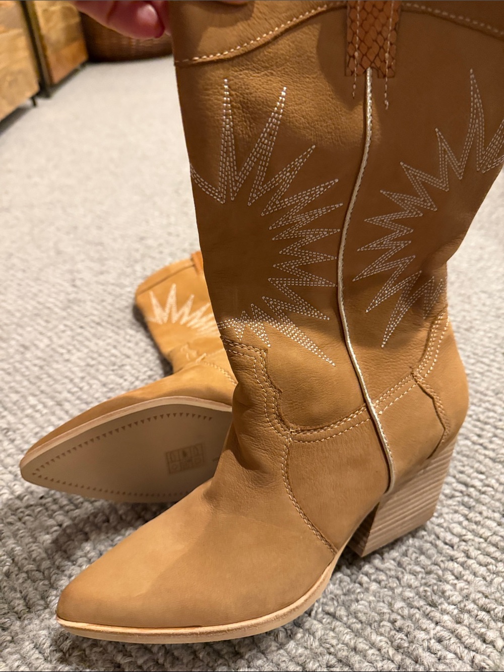 Women's Dolce Vita Lawson Tan Western Leather Mid-Calf Boots